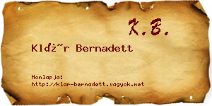 Klár Bernadett névjegykártya